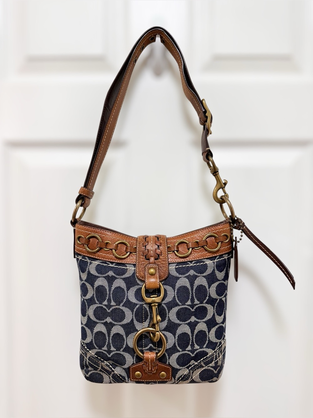 Coach Hamptons Signature Denim Convertible Shoulder Crossbody Bag Y2K 10405